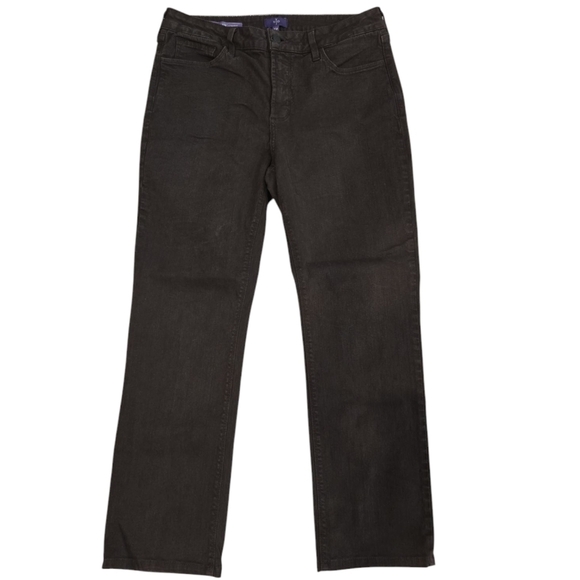NYDJ MARILYN STRAIGHT JEANS. BLACK. SIZE 12 PETITE. - Picture 1 of 11